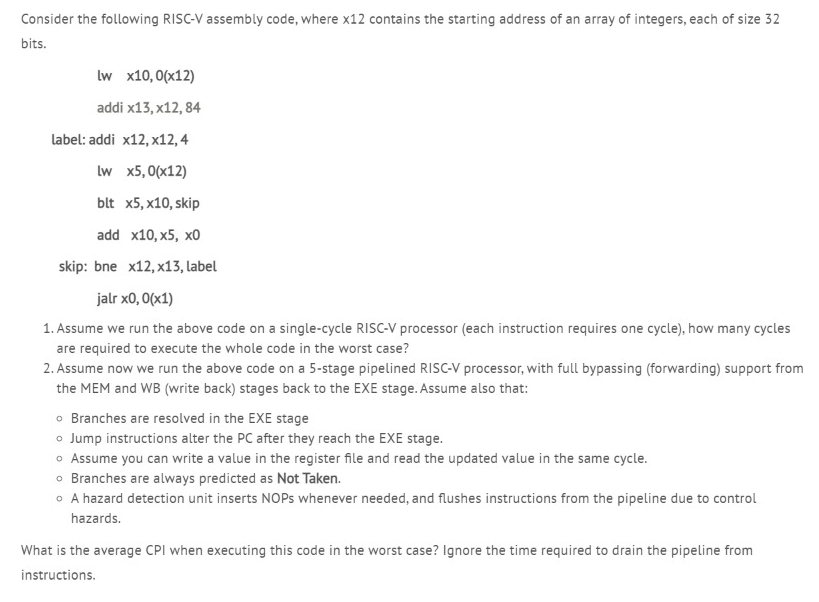 Consider The Following RISC-V Assembly Code, Where | Chegg.com