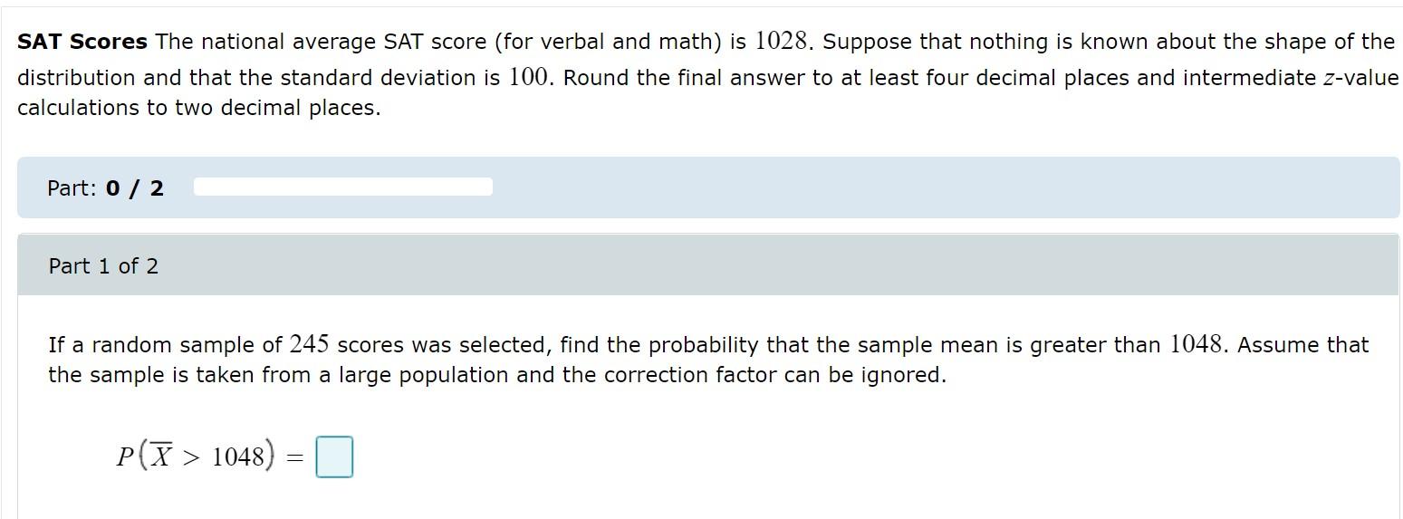 Solved sat scores the national average sat score for verbal chegg
