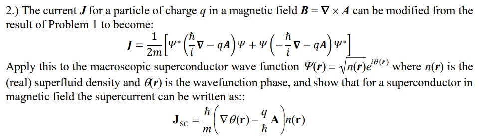 Solved 2.) The current J for a particle of charge q in a | Chegg.com