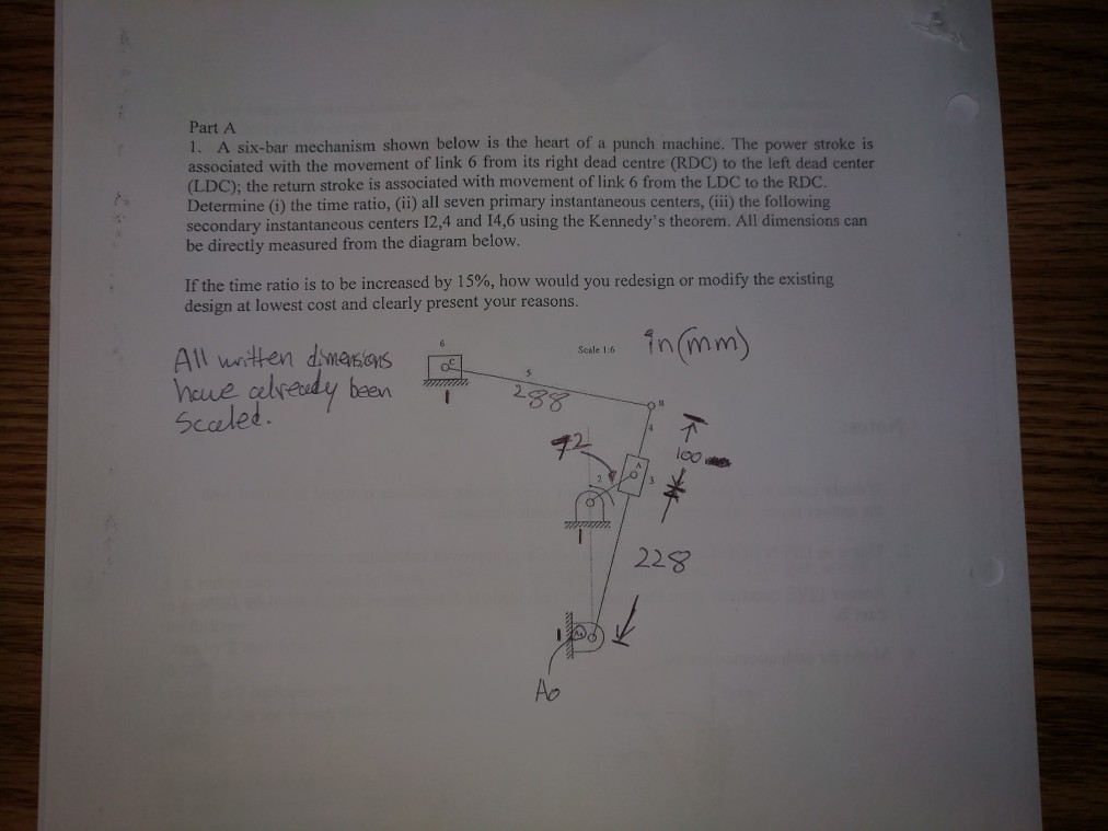 Solved Part A 1. A six-bar mechanism shown below is the | Chegg.com