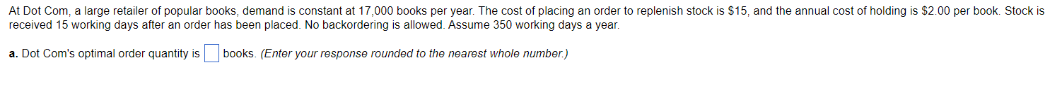 optimal number of orders per year formula