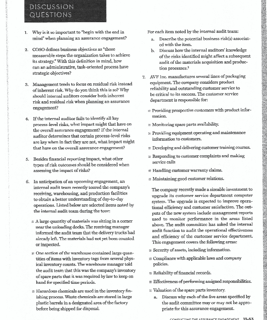 I Am Looking For The Answer Of 'internal Auditing | Chegg.com