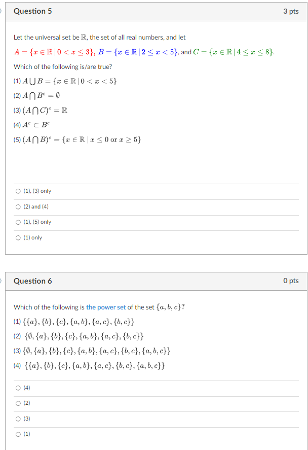 Solved Let The Universal Set Be R, The Set Of All Real | Chegg.com