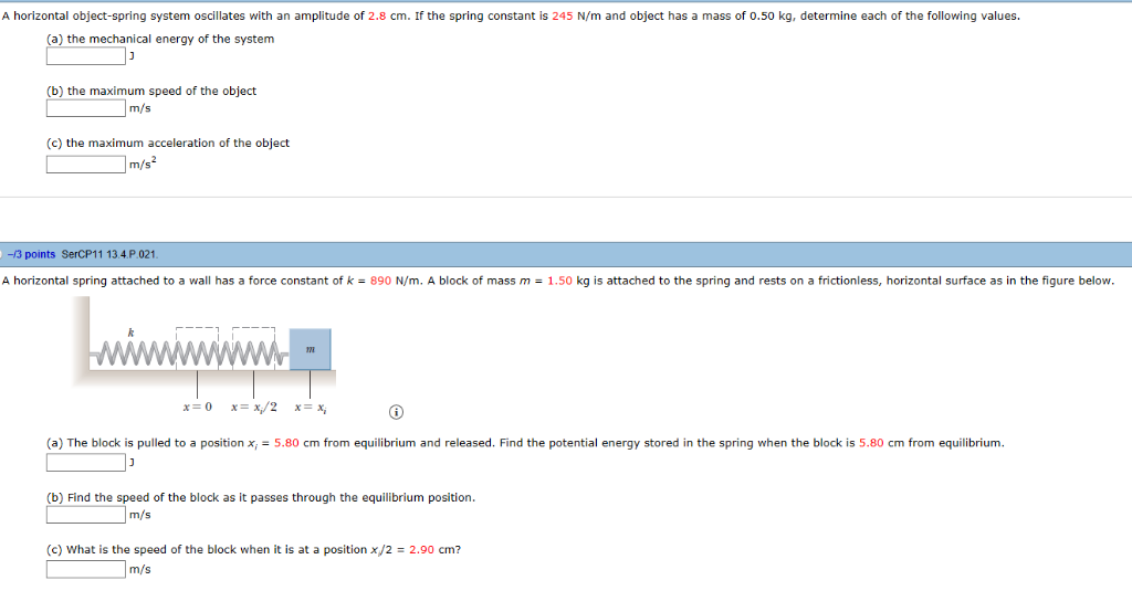 Solved A horizontal object-spring system oscillates with an | Chegg.com