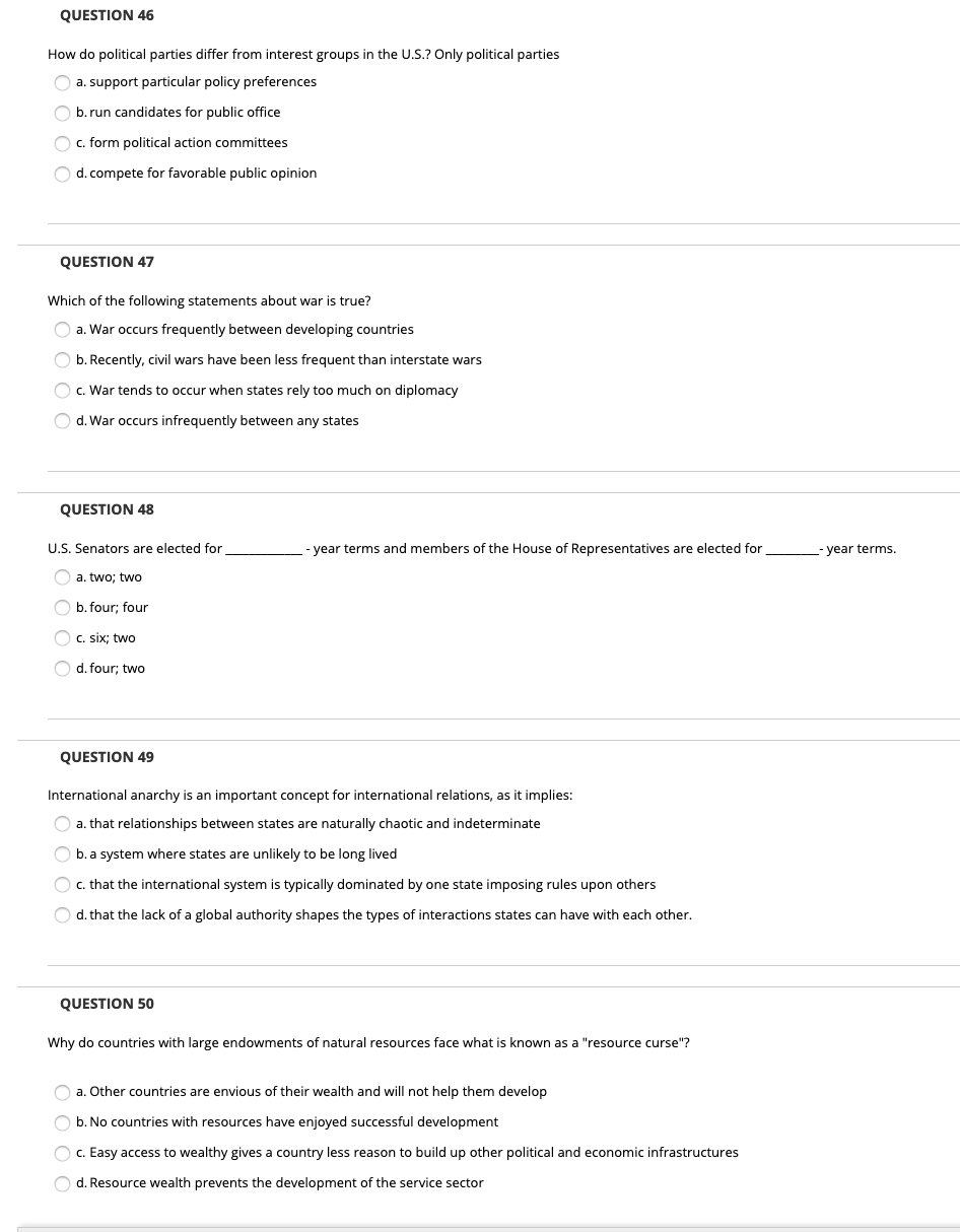 Solved QUESTION 46 How Do Political Parties Differ From Chegg Com   Php9gvOMj 