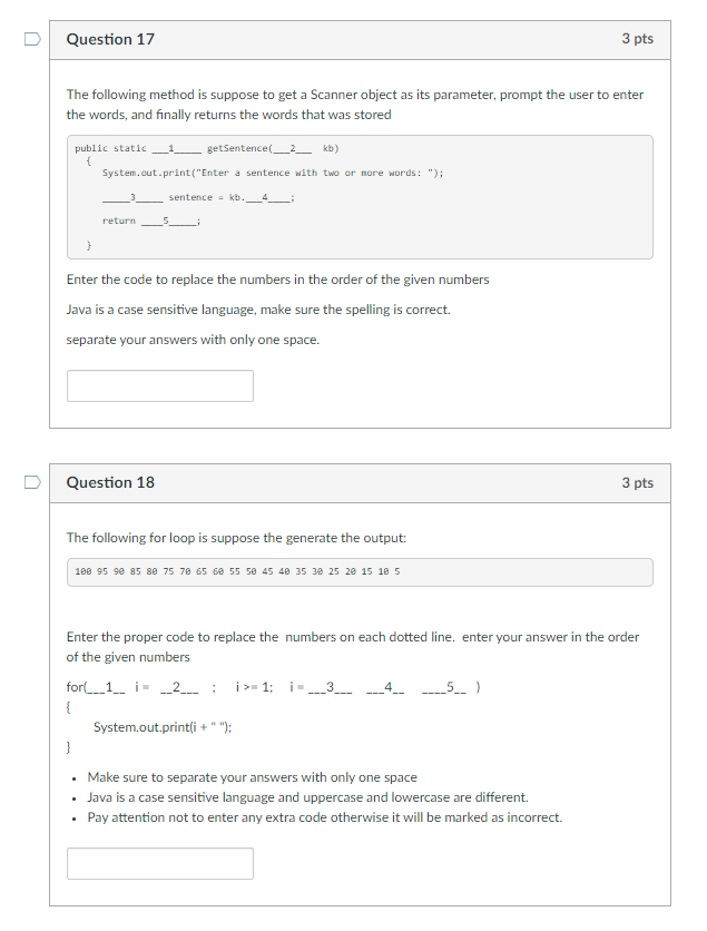 Solved n Question 17 3 pts The following method is suppose | Chegg.com