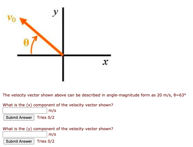 Solved Y VO X The Velocity Vector Shown Above Can Be | Chegg.com