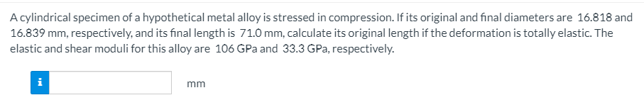 Solved A Cylindrical Specimen Of A Hypothetical Metal | Chegg.com