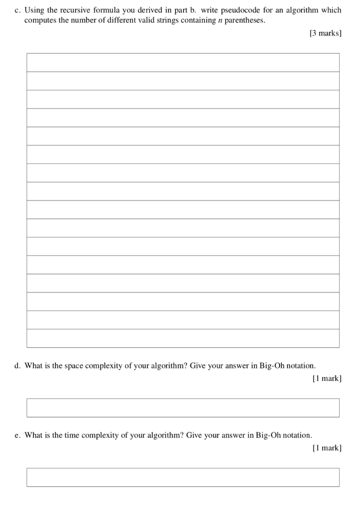 Solved Question 6 (10 marks). a. A string of parentheses | Chegg.com