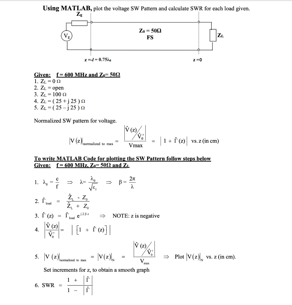 Using Matlab Plot The Voltage Sw Pattern And Calc Chegg Com