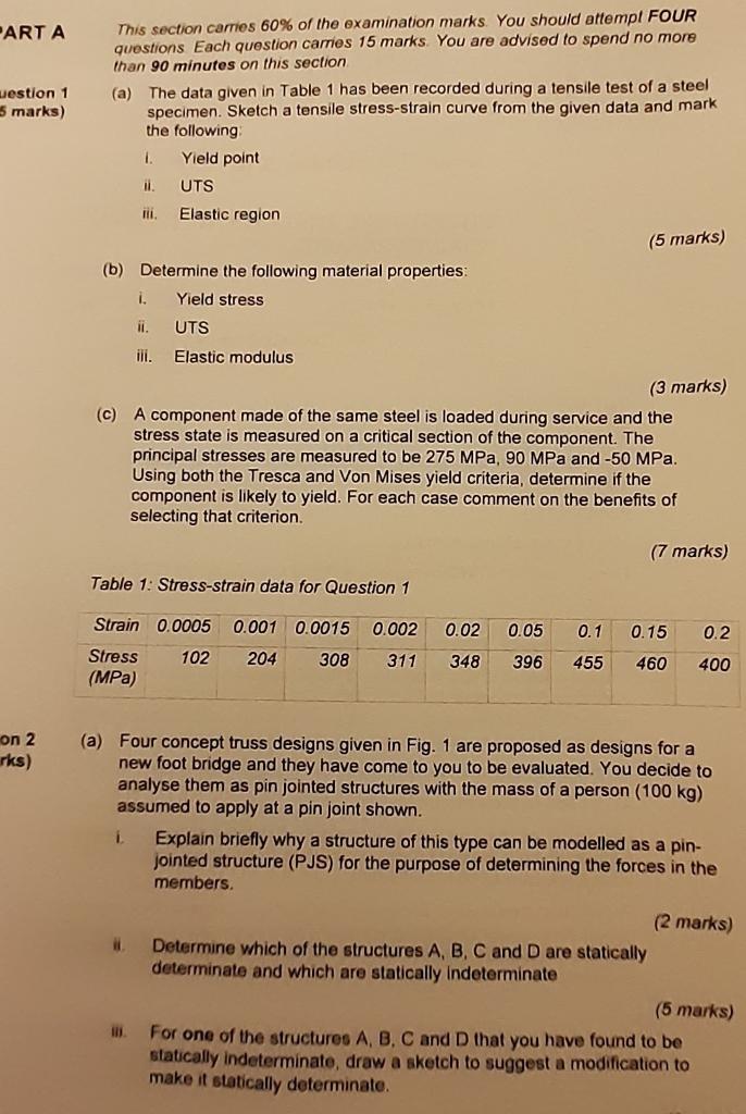 Solved PARTA This section carries 60% of the examination | Chegg.com