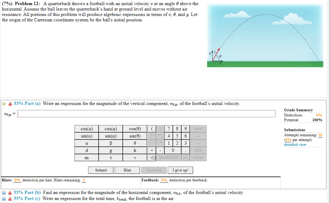 Solved (7\) Problem 12 A quarterback throws a football