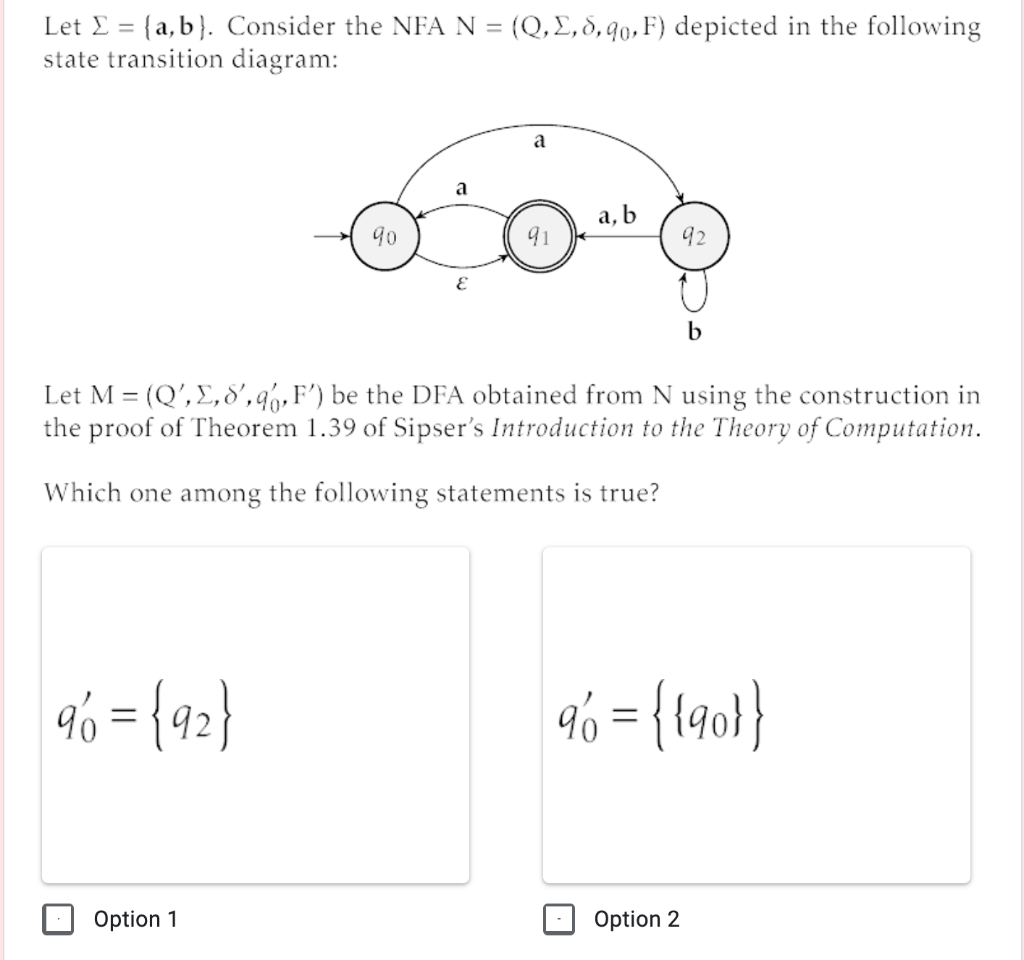 Solved Let I = {a,b}. Consider The NFA N = (Q,2,8,90,F) | Chegg.com