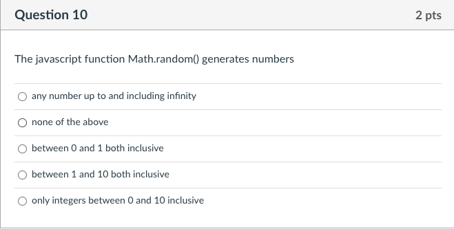 Solved Question 10 2 pts The javascript function | Chegg.com