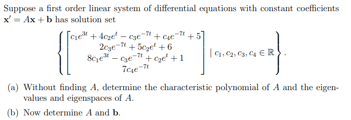 Solved Suppose a first order linear system of differential | Chegg.com