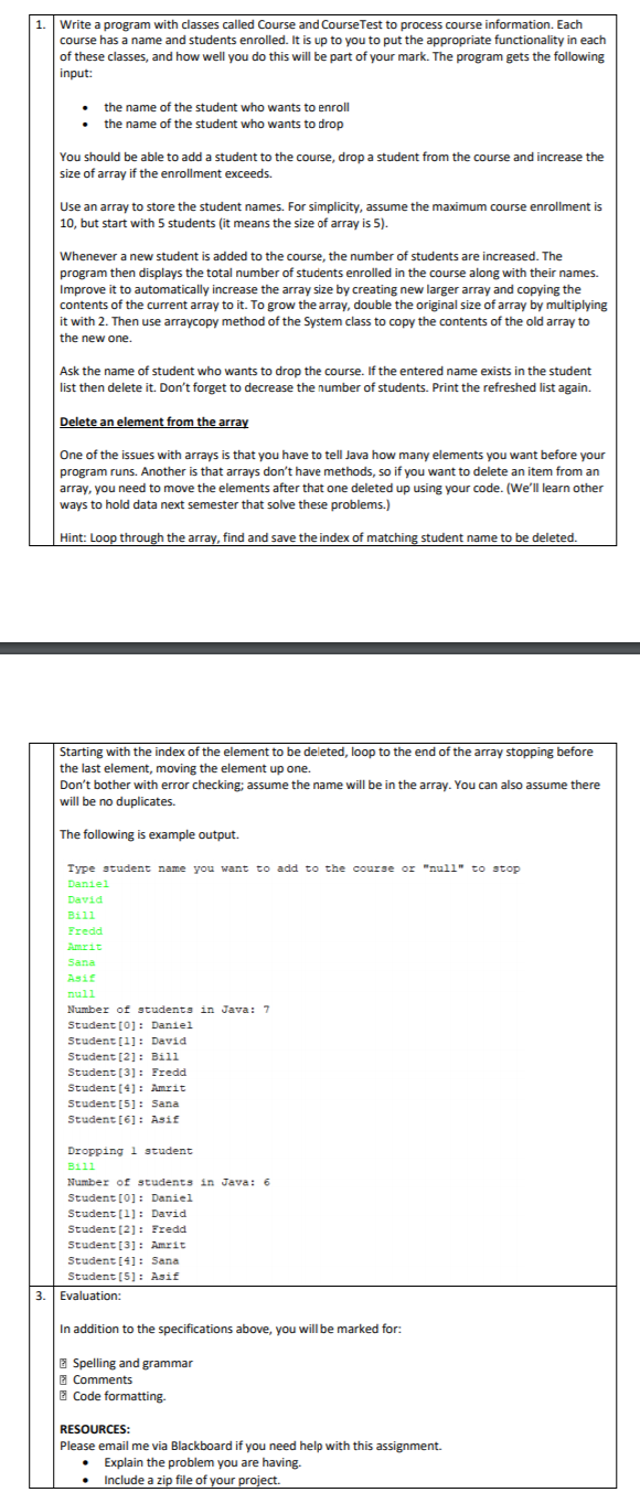 Solved 1. Write a program with classes called Course and | Chegg.com