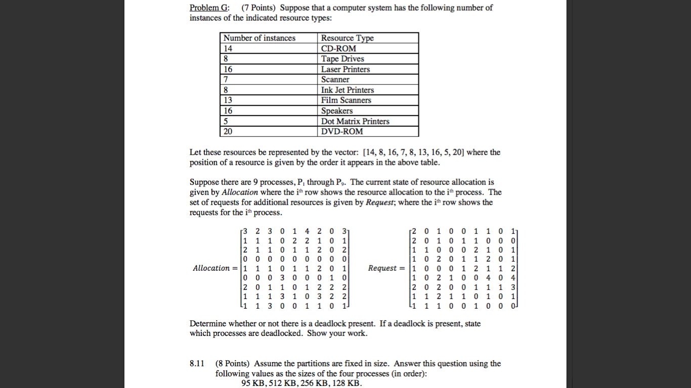 Solved Problem G: (7 Points) Suppose that a computer system | Chegg.com