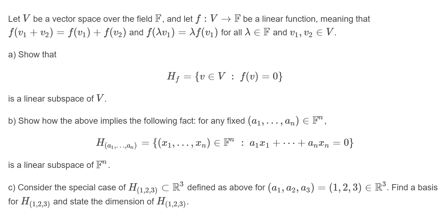 Solved Let V Be A Vector Space Over The Field F And Let Chegg Com