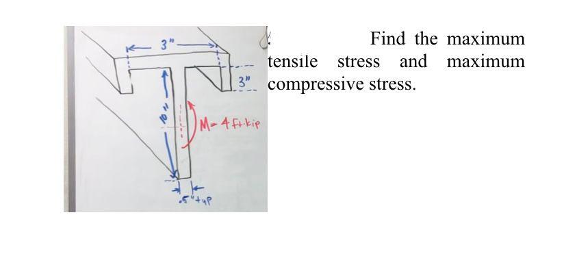 Solved 3' M= 4 Ft-kip Find the maximum tensile stress stress | Chegg.com