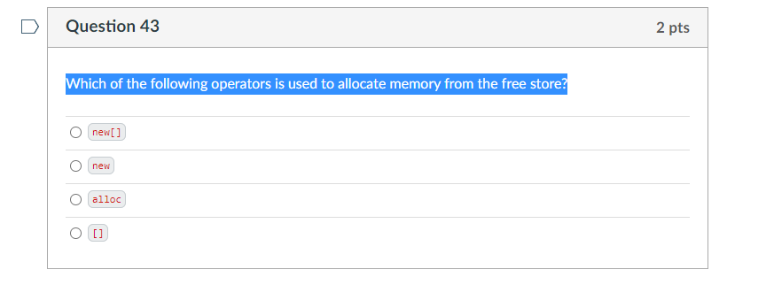 Solved Question 43 2 pts Which of the following operators is | Chegg.com