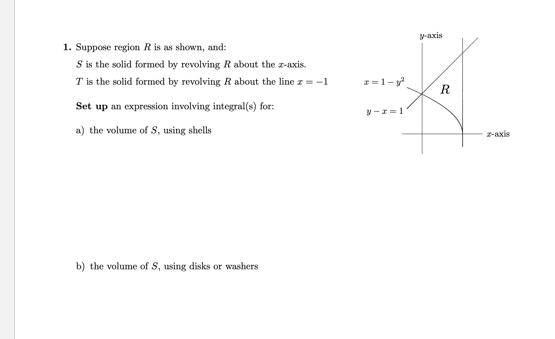 Solved Suppose region R ﻿is as shown, and:S ﻿is the solid | Chegg.com
