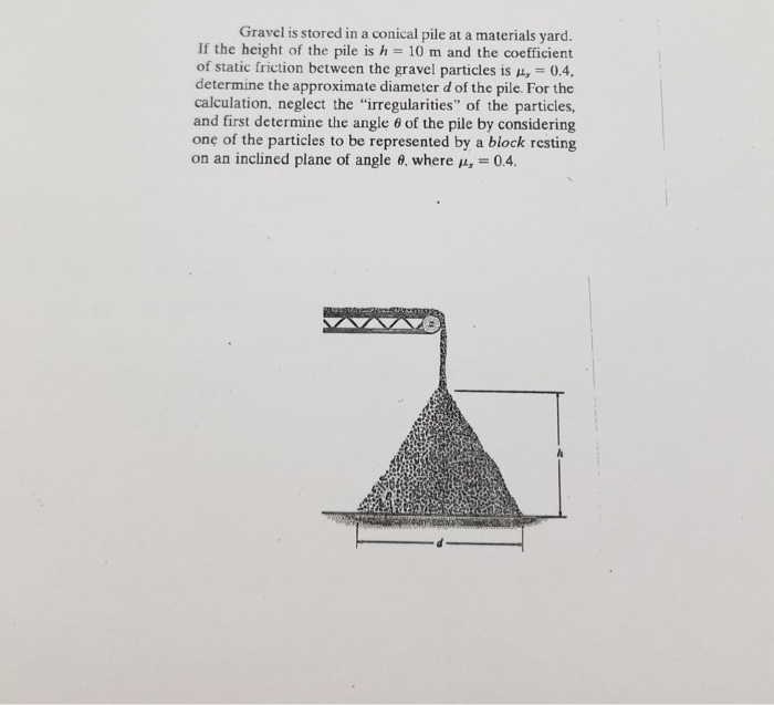 Solved Gravel is stored in a conical pile at a materials