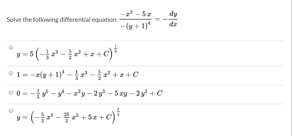 Solved -2 Solve the following differential equation: dy 5 х | Chegg.com