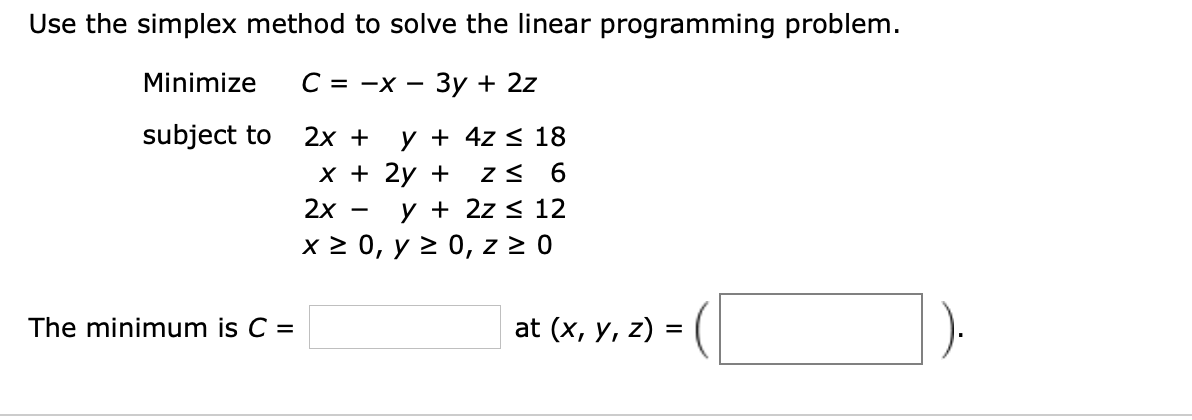 solving linear programming problems simplex method