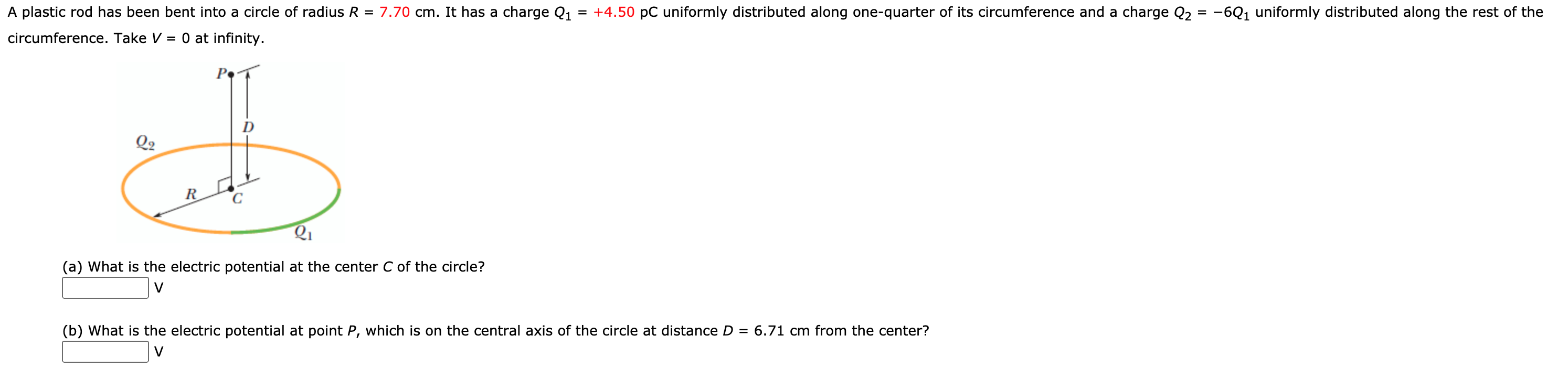 Solved A plastic rod has been bent into a circle of radius R