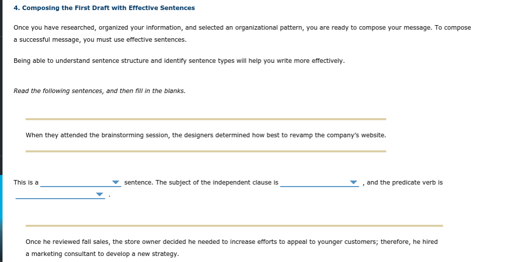 Solved 4. Composing the First Draft with Effective Sentences