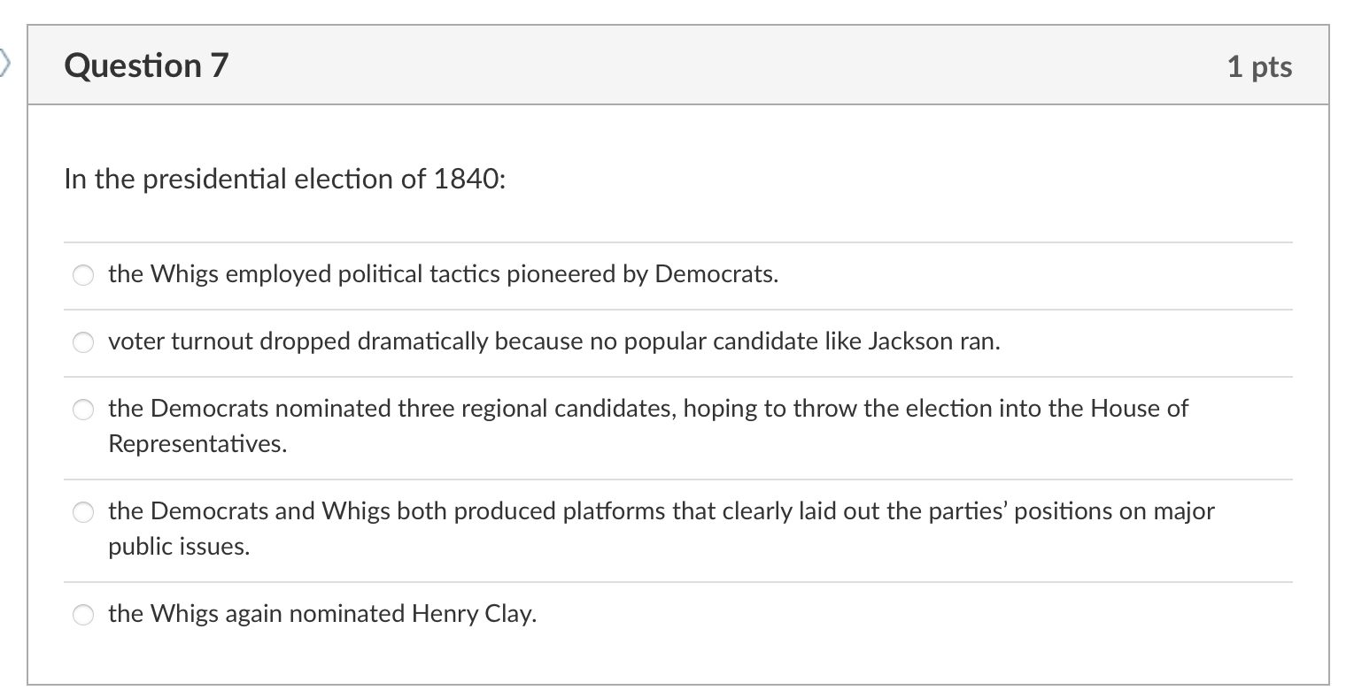 Solved Question 7 1 Pts In The Presidential Election Of | Chegg.com