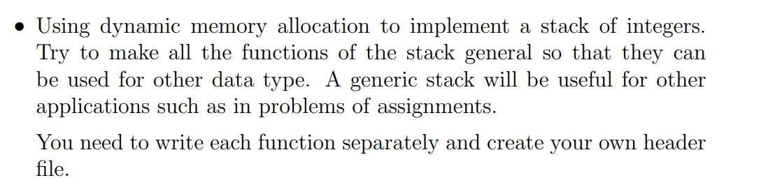 Solved • Using dynamic memory allocation to implement a | Chegg.com