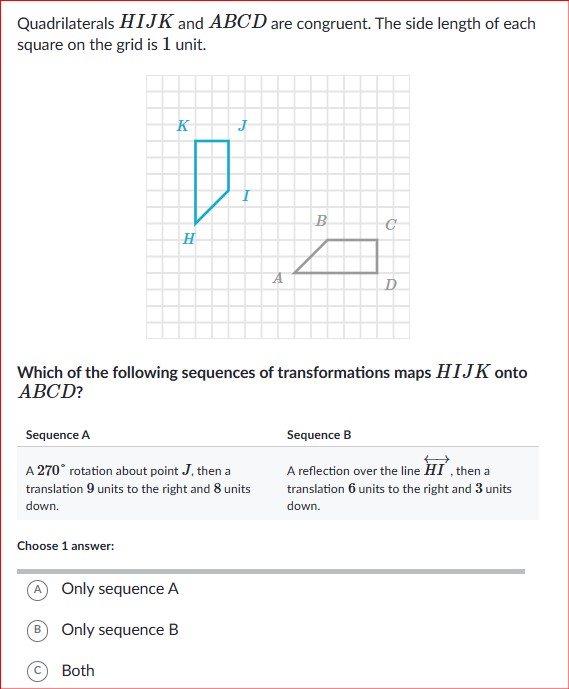 Solved Quadrilaterals Hijk And Abcd Are Congruent The Side 6773