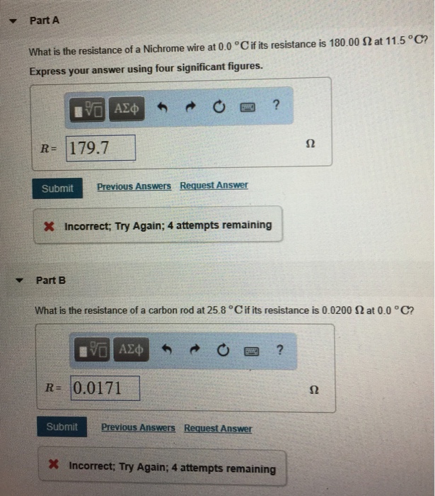Solved Part A What is the resistance of a Nichrome wire at | Chegg.com