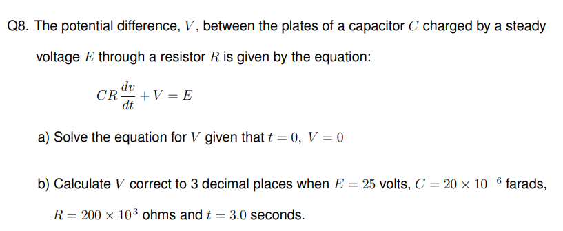 Solved Q8. The potential difference, V, between the plates | Chegg.com