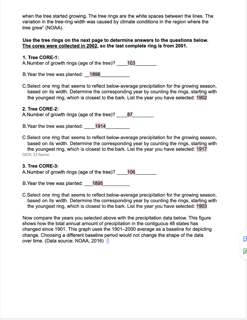 Solved GEOL 23 Name: Lab 12 - Climate Change and its | Chegg.com