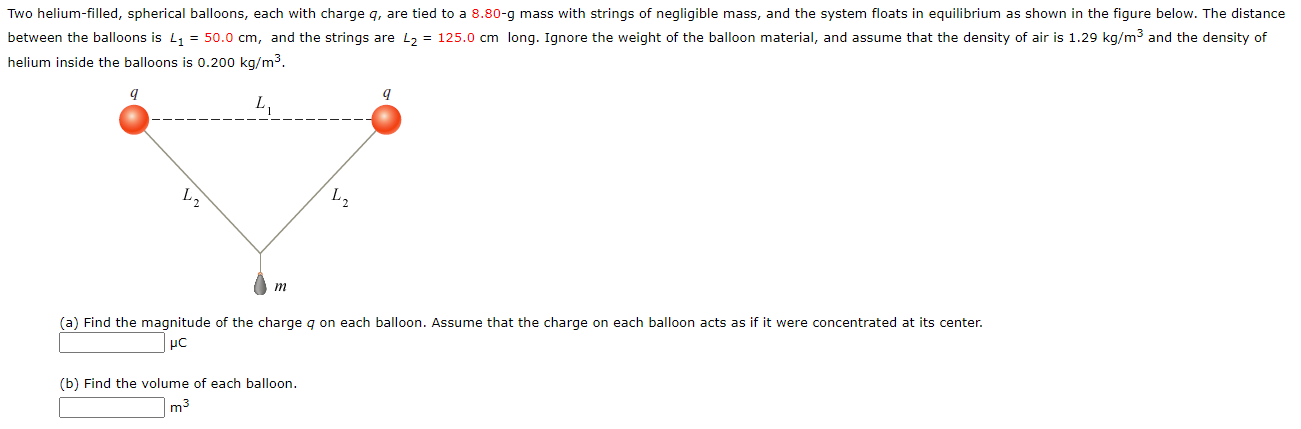 Solved Two Helium-filled, Spherical Balloons, Each With | Chegg.com