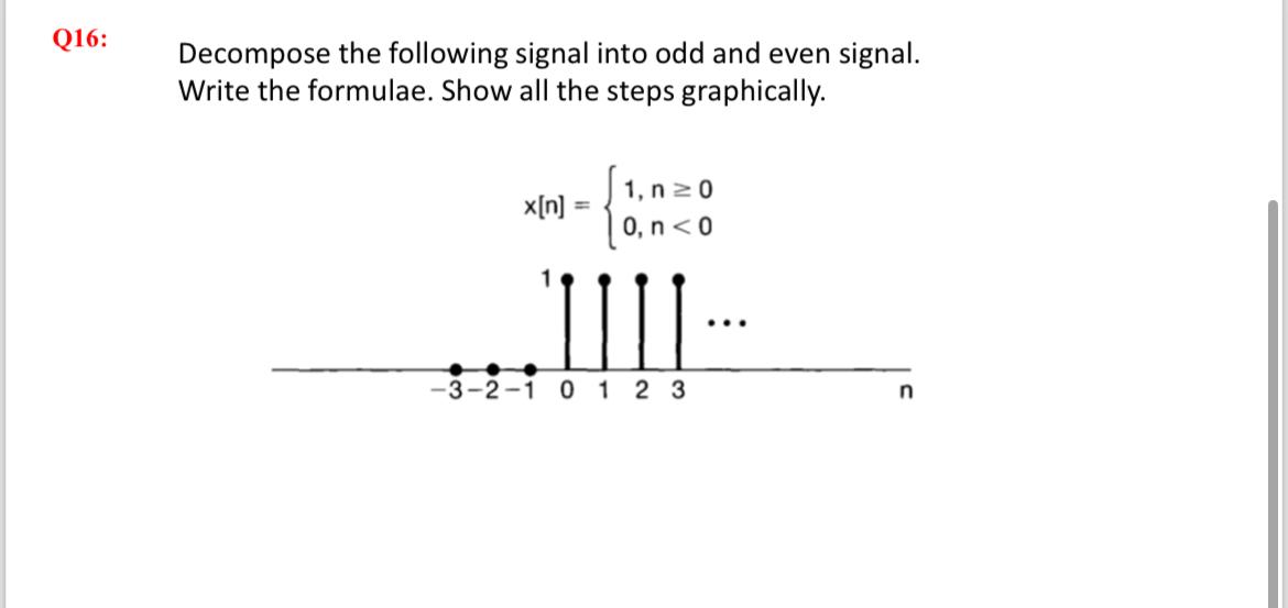 Solved the following signal into odd and even