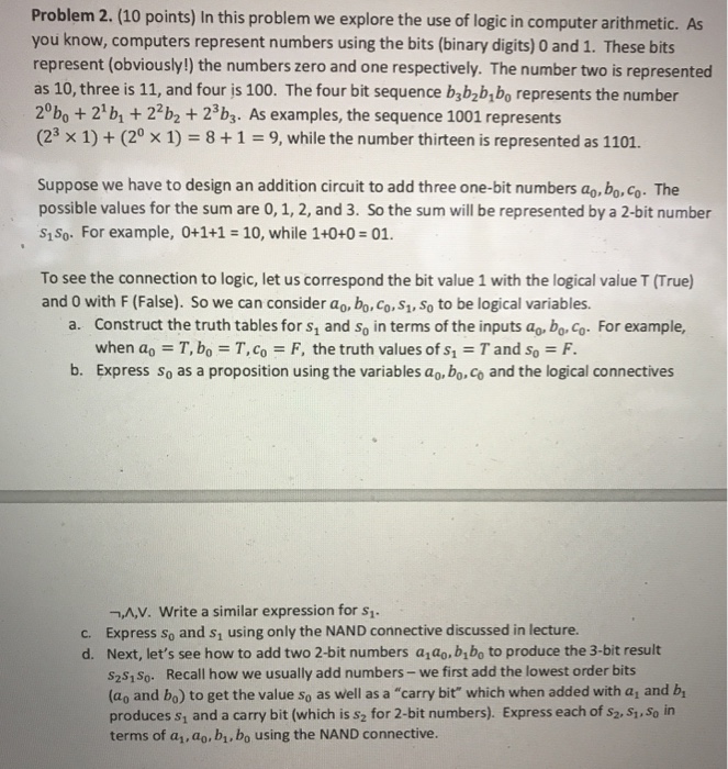 Solved Problem 2. (10 points) In this problem we explore the | Chegg.com