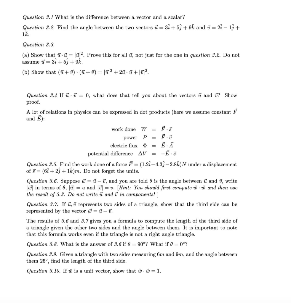 Solved Question 3.1 What is the difference between a vector | Chegg.com