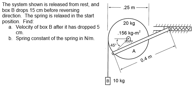 Solved .25 m The system shown is released from rest, and box | Chegg.com