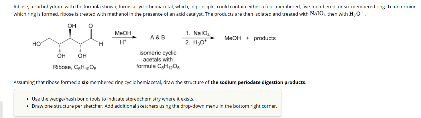 Solved Ribose, a carbohydrate with the formula shown, forms | Chegg.com