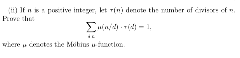 Solved (ii) If n is a positive integer, let 7(n) denote the | Chegg.com