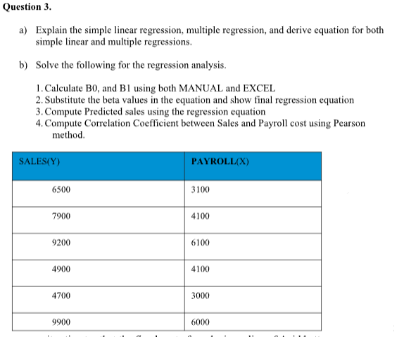 Solved a) Explain the simple linear regression, multiple | Chegg.com