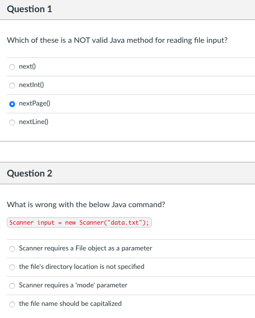 Solved Question 1 Which of these is a NOT valid Java method | Chegg.com
