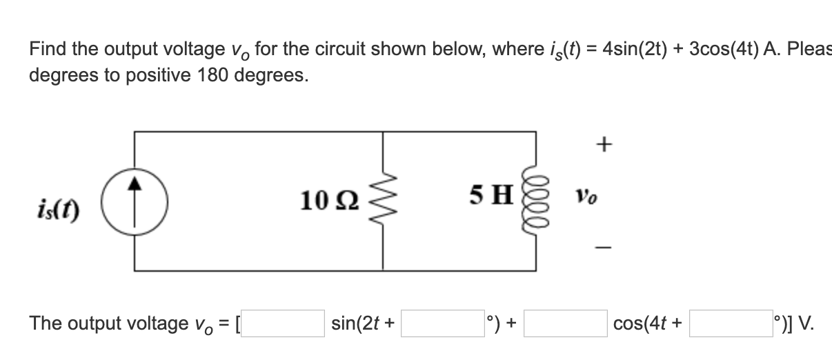 Solved Find the output voltage v, for the circuit shown | Chegg.com