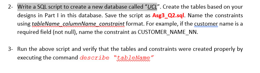 Solved 2- Write a SQL script to create a new database called | Chegg.com