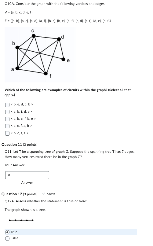 Solved Q10A. Consider The Graph With The Following Vertices | Chegg.com