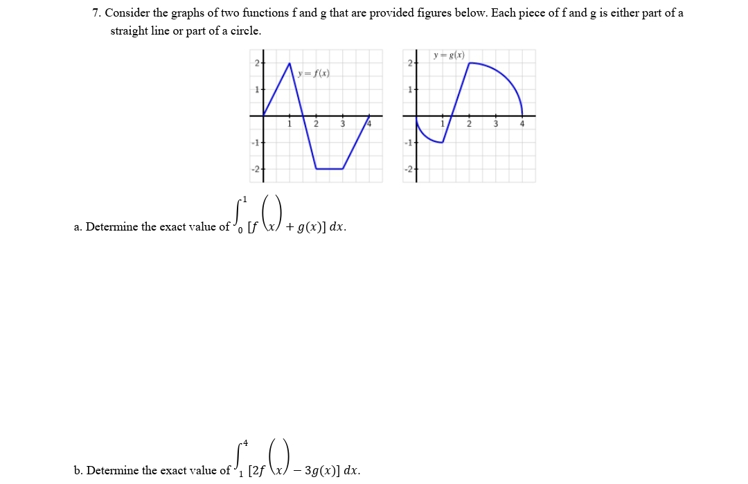 Solved 7. Consider the graphs of two functions f and g that | Chegg.com