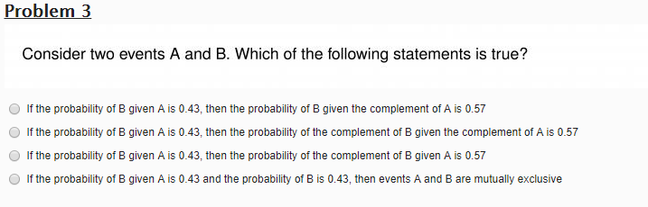 Solved Problem 3 Consider Two Events A And B. Which Of The | Chegg.com